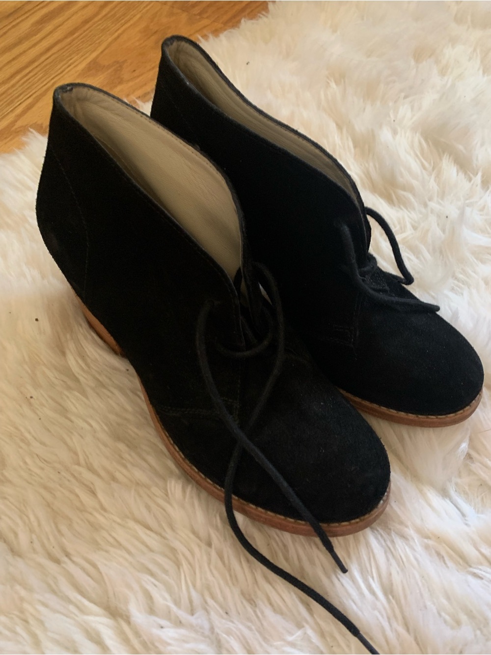 Boden Black Suede Lace-Up Ankle Boots